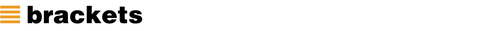 Brackets written in black font on a white background & 4 vertical small yellow lines to its left.