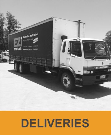 Black and White picture of Ezimetal Delivery Truck